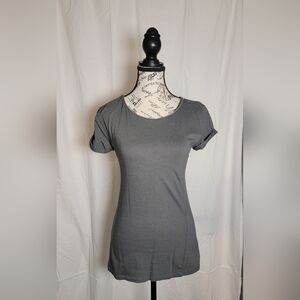 GAP Gray Fitted T-Shirt with Scoop Neckline